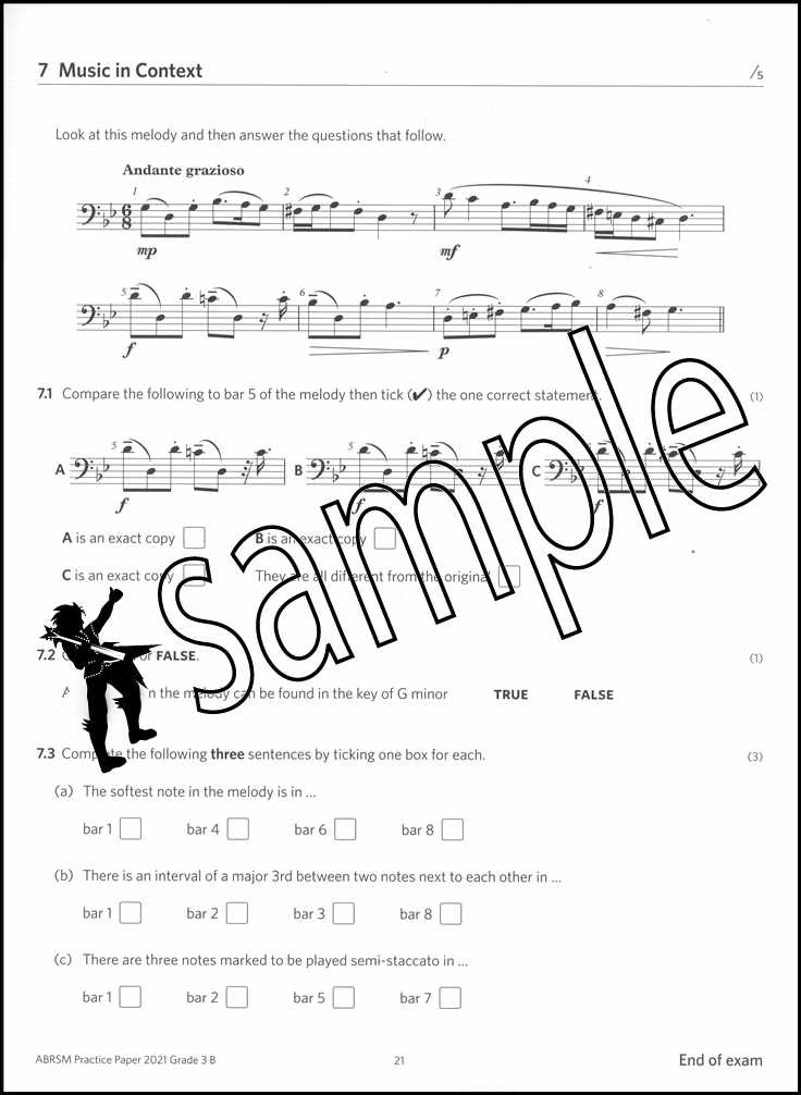 2nd sample page from ABRSM Music Theory Practice Papers 2021 Grade 3