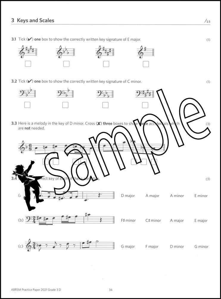 3rd sample page from ABRSM Music Theory Practice Papers 2021 Grade 3