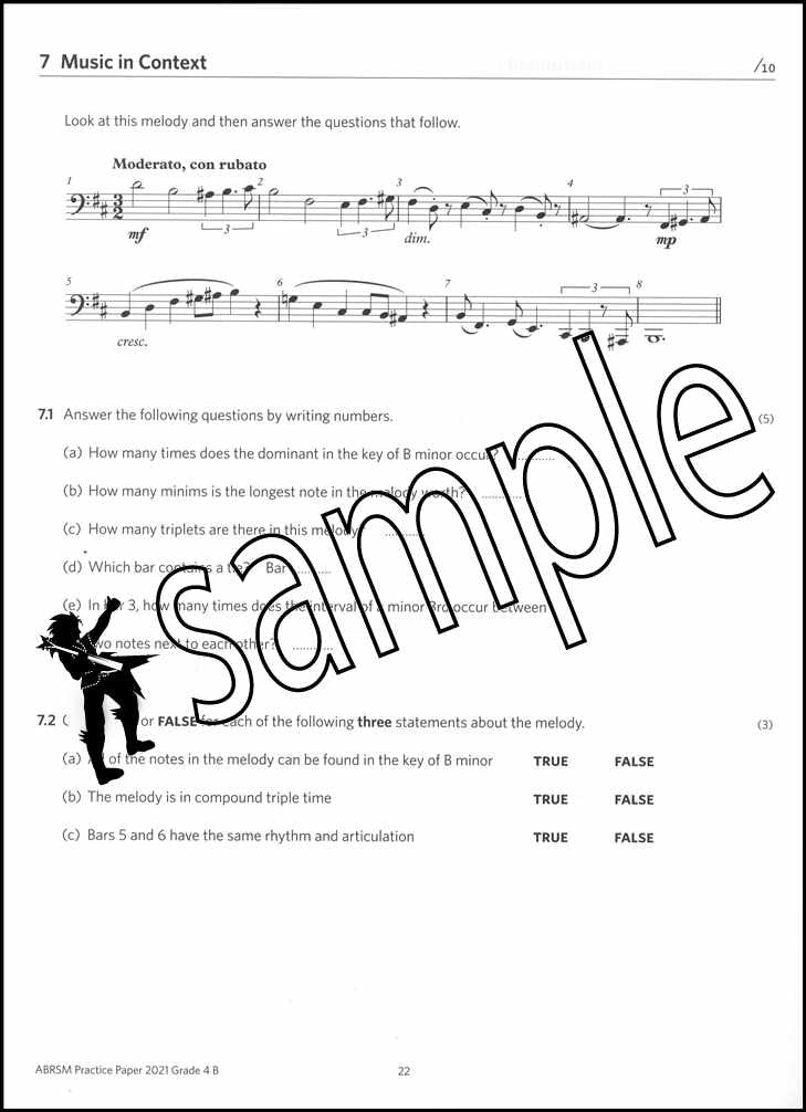 2nd sample page from ABRSM Music Theory Practice Papers 2021 Grade 4