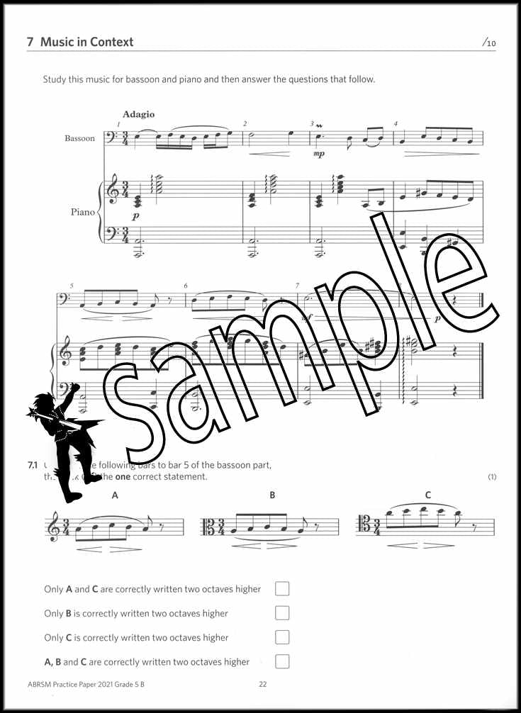 2nd sample page from ABRSM Music Theory Practice Papers 2021 Grade 5