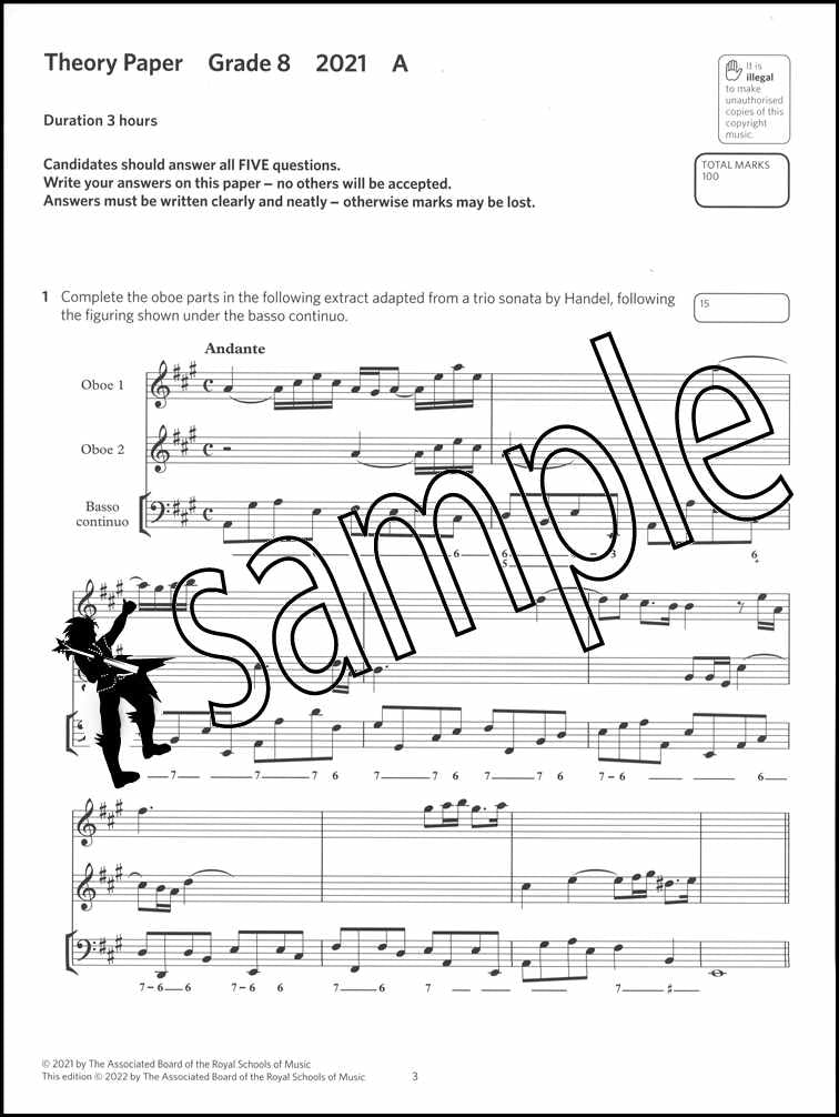 1st sample page from ABRSM Music Theory Practice Papers 2021 Grade 8