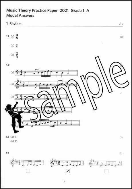 1st sample page from ABRSM Music Theory Practice Papers 2021 Grade 1 Model Answers