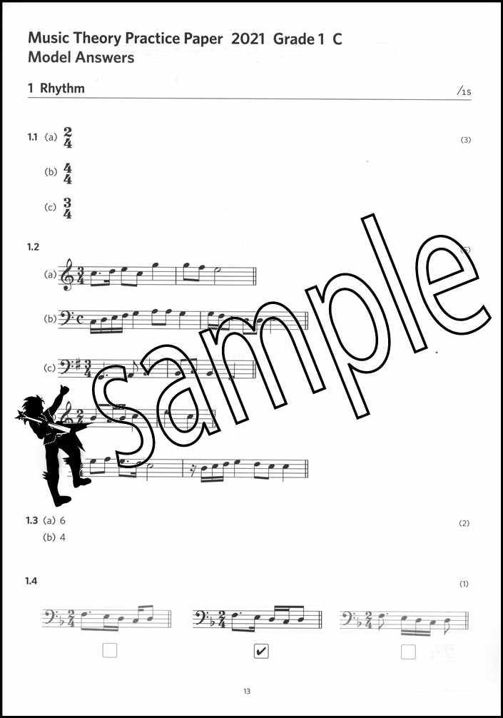 2nd sample page from ABRSM Music Theory Practice Papers 2021 Grade 1 Model Answers