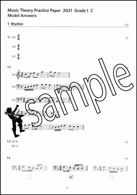 2nd sample page from ABRSM Music Theory Practice Papers 2021 Grade 1 Model Answers