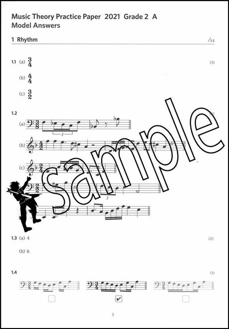 1st sample page from ABRSM Music Theory Practice Papers 2021 Grade 2 Model Answers