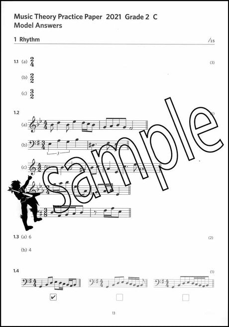 2nd sample page from ABRSM Music Theory Practice Papers 2021 Grade 2 Model Answers