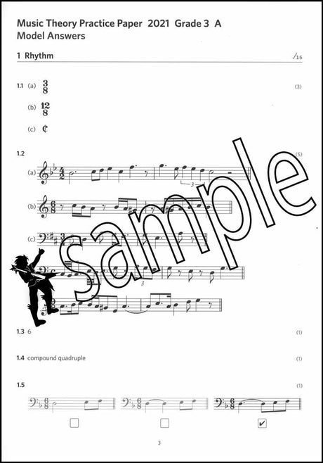 1st sample page from ABRSM Music Theory Practice Papers 2021 Grade 3 Model Answers