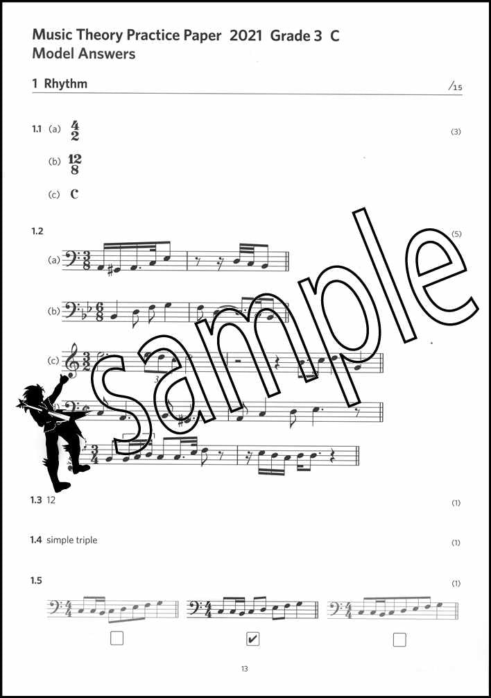 2nd sample page from ABRSM Music Theory Practice Papers 2021 Grade 3 Model Answers