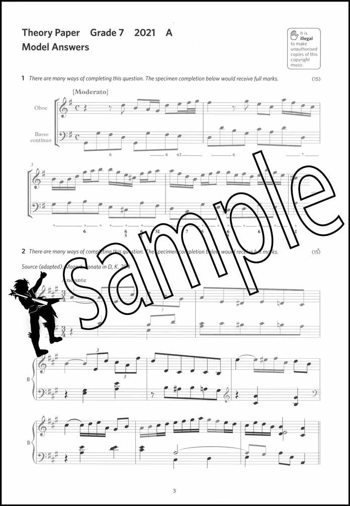 1st sample page from ABRSM Music Theory Practice Papers 2021 Grade 7 Model Answers