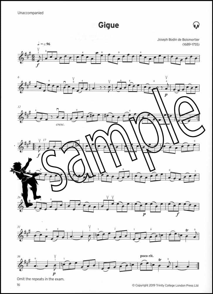 2nd sample page from Trinity College London Violin Grade 4 (inc Piano) from 2020