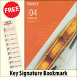 front cover of Trinity College London Violin Grade 4 (inc Piano) from 2020 together with free Treble Clef bookmark