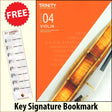 front cover of Trinity College London Violin Grade 4 (inc Piano) from 2020 together with free Treble Clef bookmark