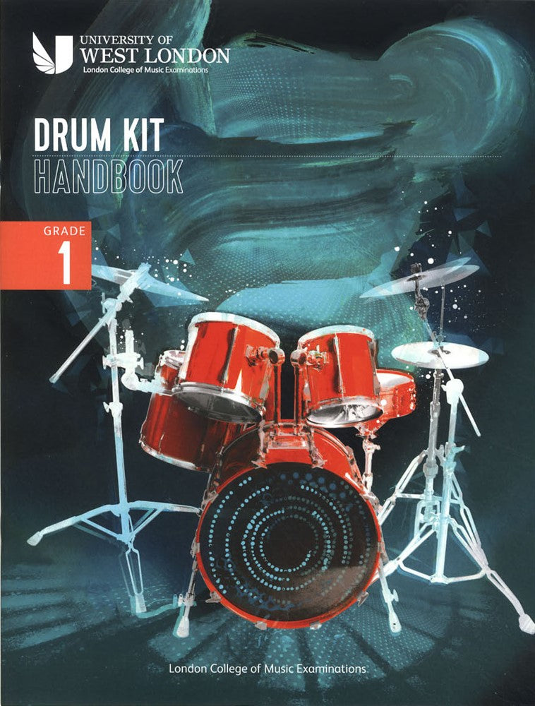 front cover of London College of Music Drum Kit Handbook Grade 1 from 2022