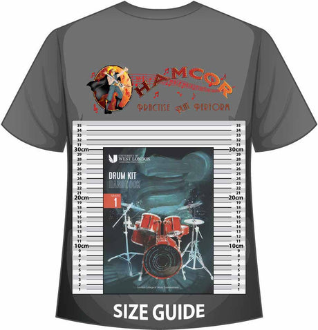 front cover of London College of Music Drum Kit Handbook Grade 1 from 2022 on a size guide