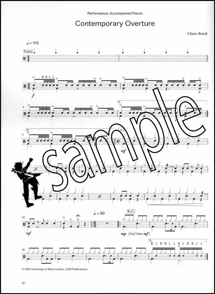 2nd sample page from London College of Music Drum Kit Handbook Grade 8 from 2022