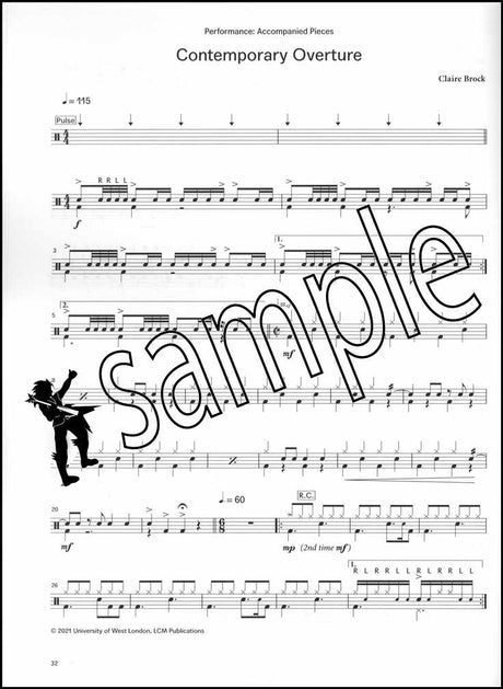 2nd sample page from London College of Music Drum Kit Handbook Grade 8 from 2022