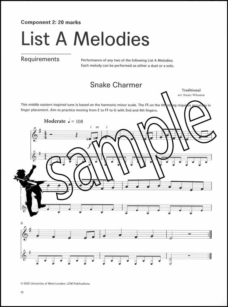 2nd sample page from London College of Music Classical Guitar Handbook Step 2 from 2022