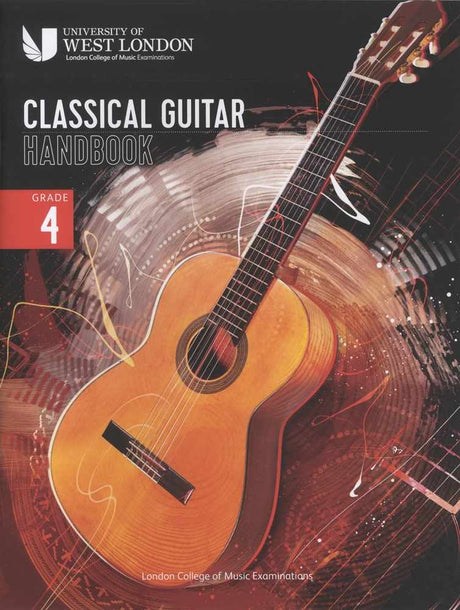 front cover of London College of Music Classical Guitar Handbook Grade 4 from 2022