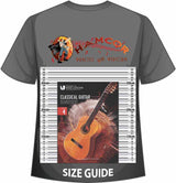 front cover of London College of Music Classical Guitar Handbook Grade 4 from 2022 on a size guide