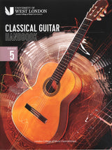 front cover of London College of Music Classical Guitar Handbook Grade 5 from 2022