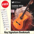 front cover of London College of Music Classical Guitar Handbook Grade 5 from 2022 together with free Treble Clef bookmark