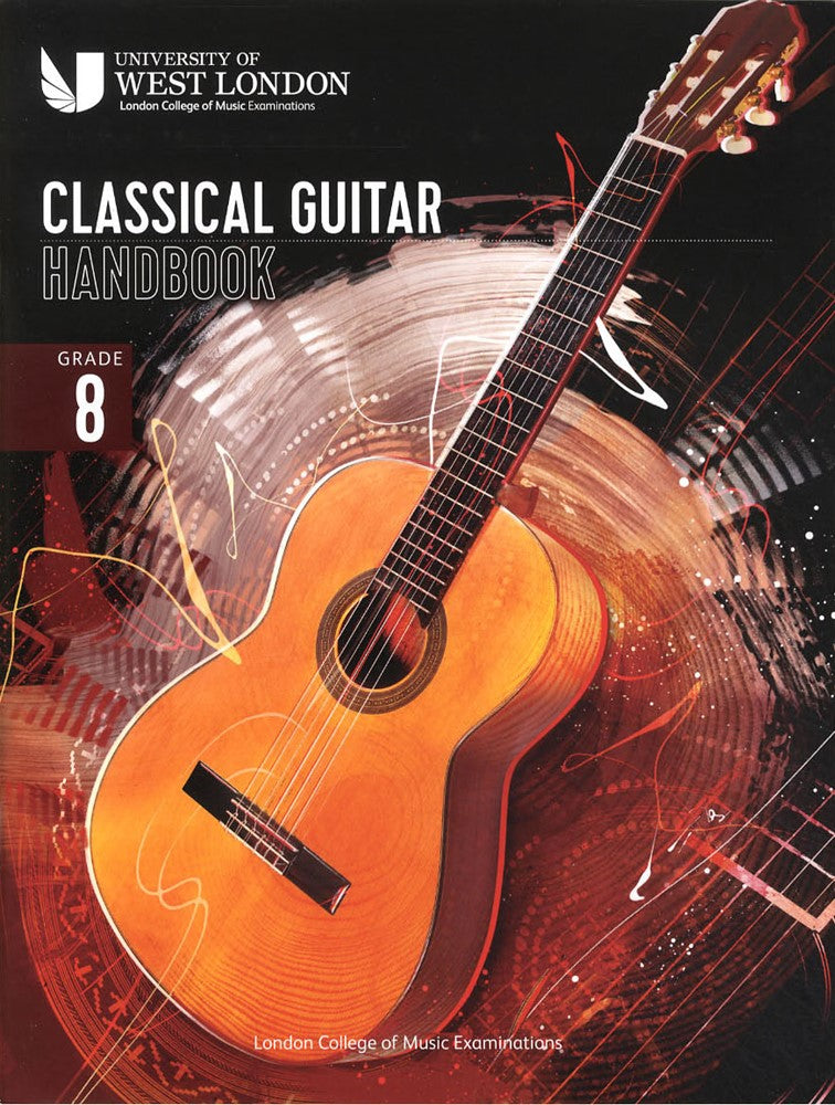 front cover of London College of Music Classical Guitar Handbook Grade 8 from 2022