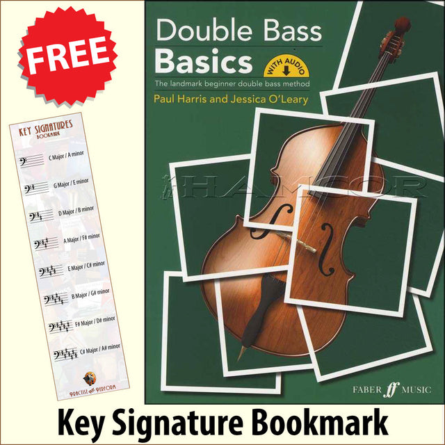 front cover of Double Bass Basics together with free Bass Glef bookmark