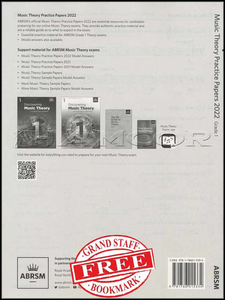 back cover of ABRSM Music Theory Practice Papers 2022 Grade 1