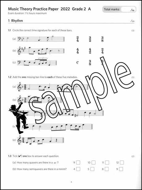 1st sample page from ABRSM Music Theory Practice Papers 2022 Grade 2