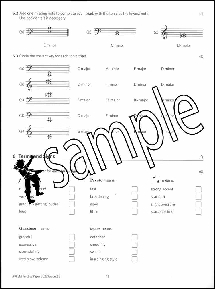 2nd sample page from ABRSM Music Theory Practice Papers 2022 Grade 2