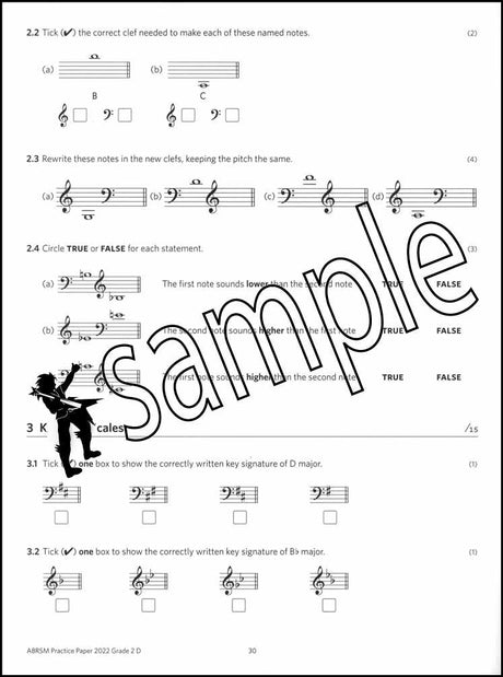 3rd sample page from ABRSM Music Theory Practice Papers 2022 Grade 2