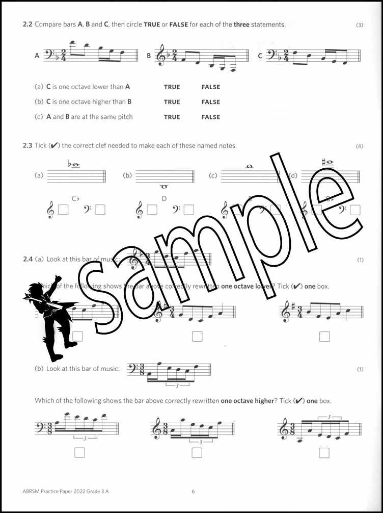 1st sample page from ABRSM Music Theory Practice Papers 2022 Grade 3