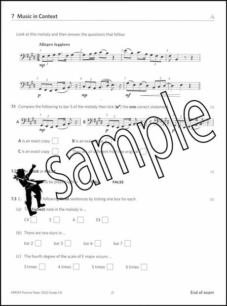 2nd sample page from ABRSM Music Theory Practice Papers 2022 Grade 3