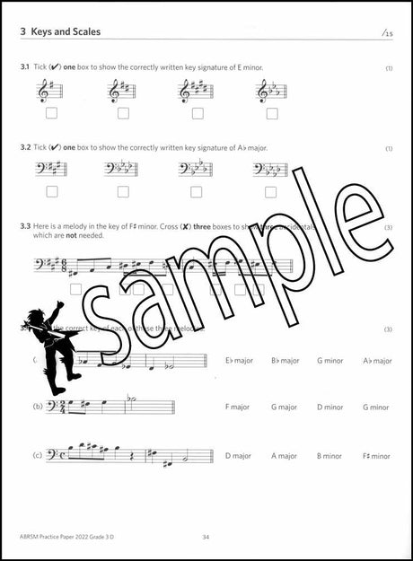 3rd sample page from ABRSM Music Theory Practice Papers 2022 Grade 3