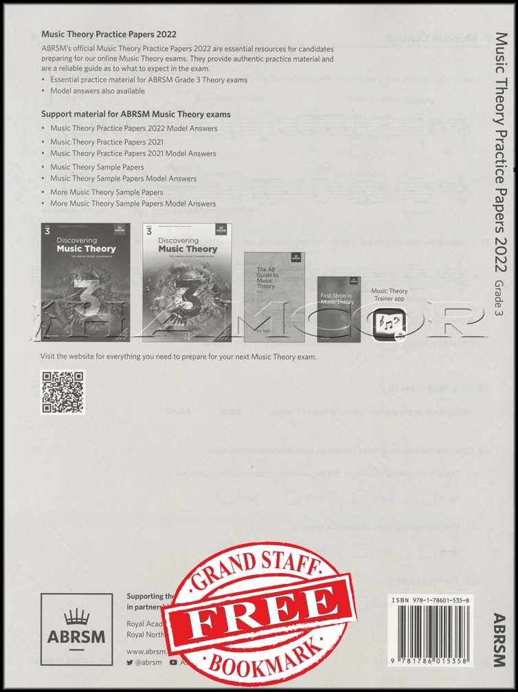 back cover of ABRSM Music Theory Practice Papers 2022 Grade 3