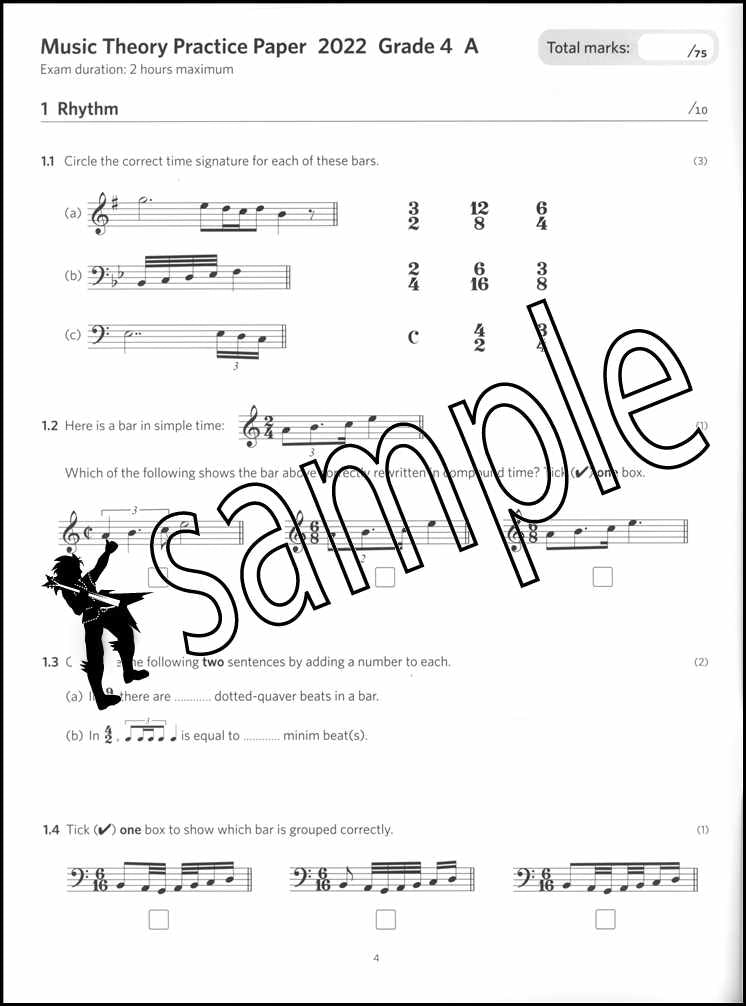 1st sample page from ABRSM Music Theory Practice Papers 2022 Grade 4