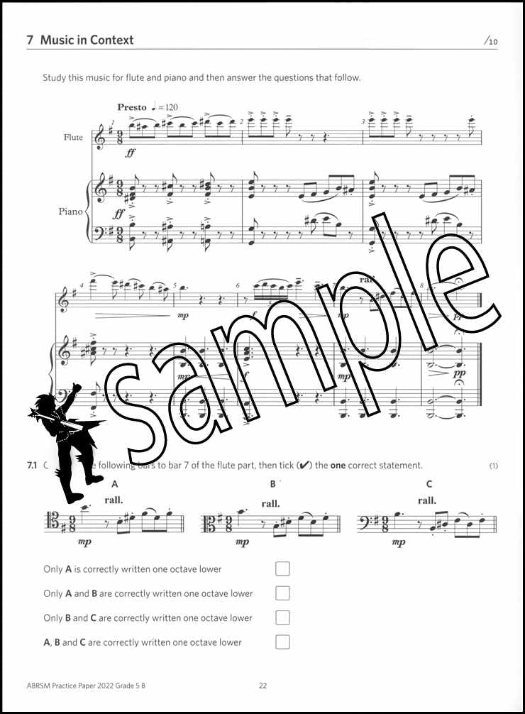 2nd sample page from ABRSM Music Theory Practice Papers 2022 Grade 5