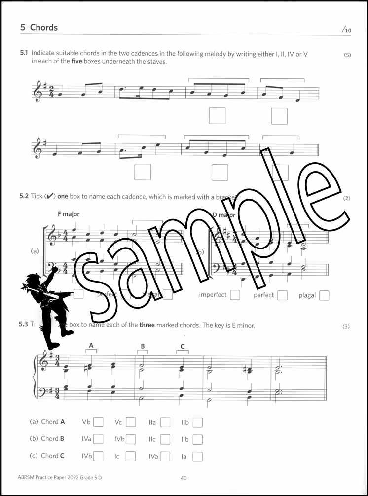 3rd sample page from ABRSM Music Theory Practice Papers 2022 Grade 5