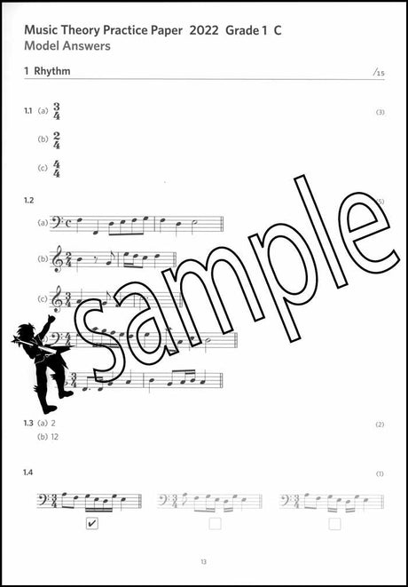 2nd sample page from ABRSM Music Theory Practice Papers 2022 Grade 1 Model Answers