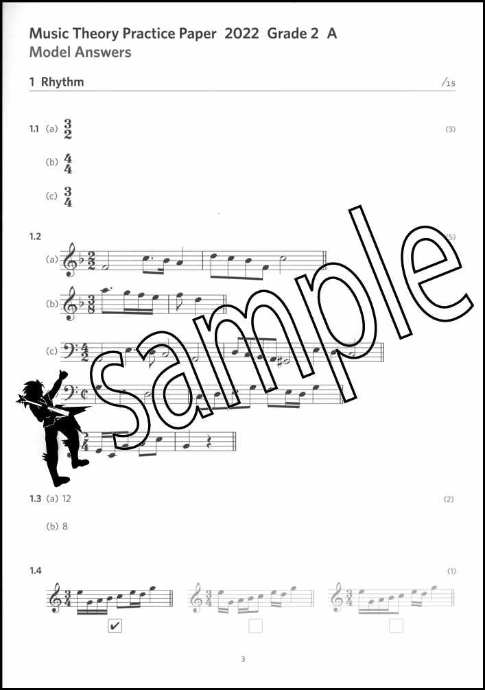 1st sample page from ABRSM Music Theory Practice Papers 2022 Grade 2 Model Answers