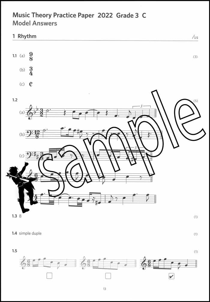 2nd sample page from ABRSM Music Theory Practice Papers 2022 Grade 3 Model Answers