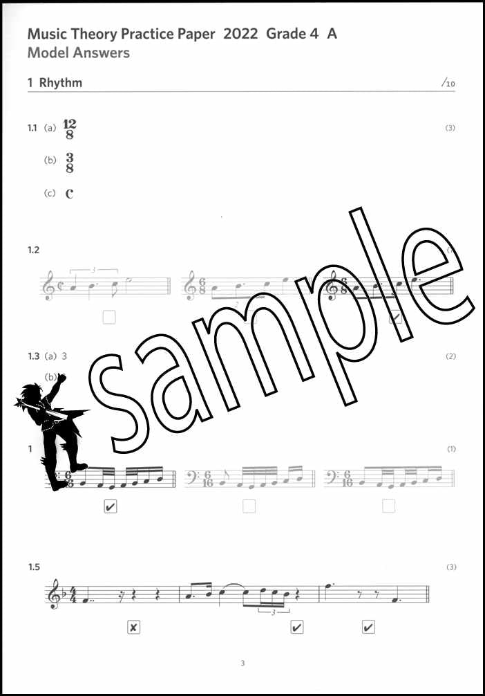 1st sample page from ABRSM Music Theory Practice Papers 2022 Grade 4 Model Answers