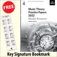 front cover of ABRSM Music Theory Practice Papers 2022 Grade 4 Model Answers together with free Grand Staff bookmark