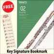 front cover of Trinity College London Flute Grade 2 from 2023 together with free Treble Clef bookmark
