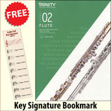 front cover of Trinity College London Flute Grade 2 from 2023 together with free Treble Clef bookmark