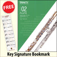 front cover of Trinity College London Flute Grade 2 from 2023 together with free Treble Clef bookmark