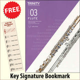 front cover of Trinity College London Flute Grade 3 from 2023 together with free Treble Clef bookmark