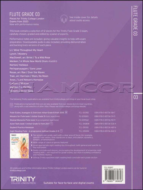 back cover of Trinity College London Flute Grade 3 from 2023