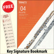 front cover of Trinity College London Flute Grade 4 from 2023 together with free Treble Clef bookmark