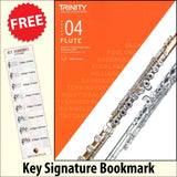 front cover of Trinity College London Flute Grade 4 from 2023 together with free Treble Clef bookmark